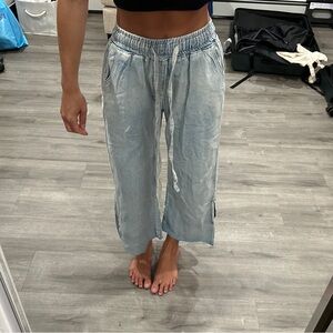 Wide Leg Elastic Soft Denim Pants